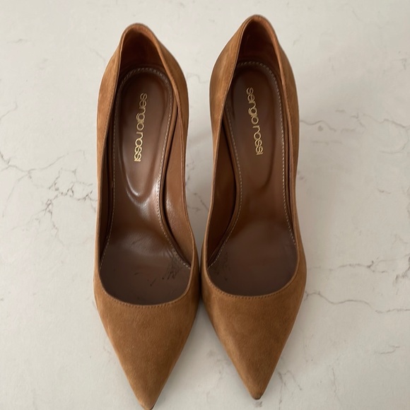 Sergio Rossi Shoes - Sergio Rossi Tan Suede Pumps